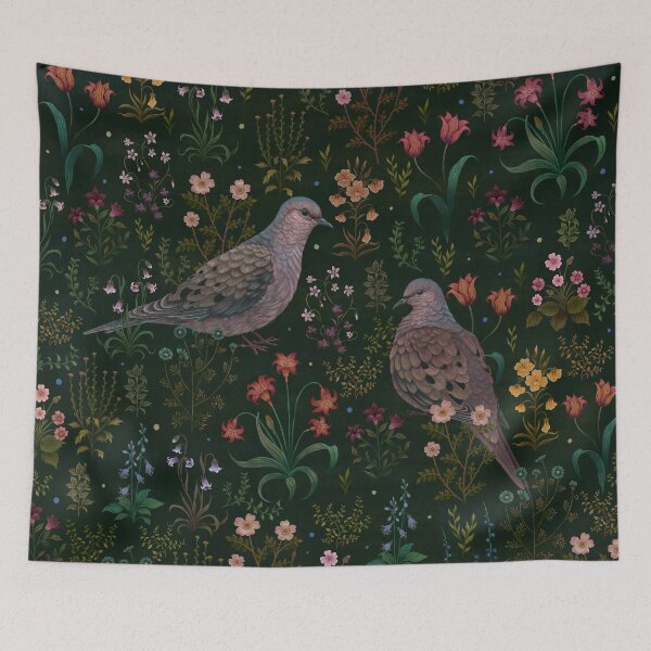 Item preview, Magical Mourning Doves in flower garden designed and sold by episodicDrawing.