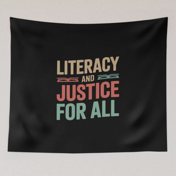 Item preview, Literacy And Justice for All Teacher Reading Book Lover  designed and sold by RsFilsingerArt.