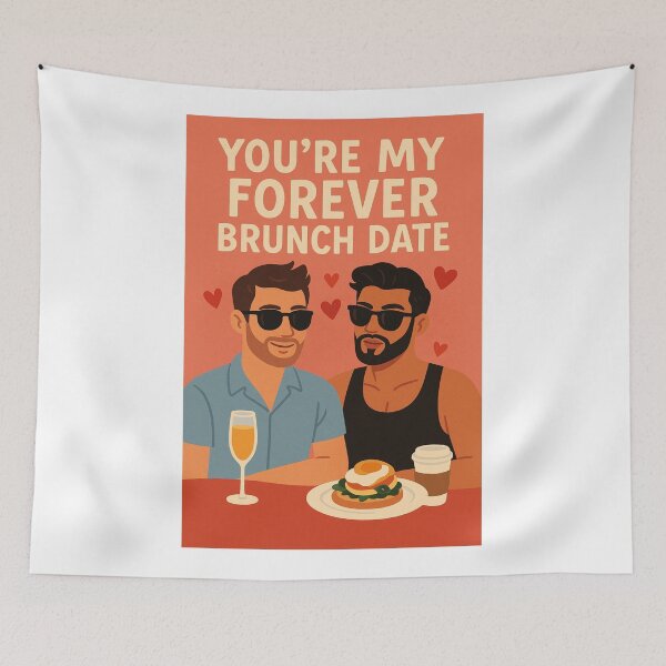 Item preview, Cute Queer Couple Brunch Forever - Gay Relationship designed and sold by Aryabek.