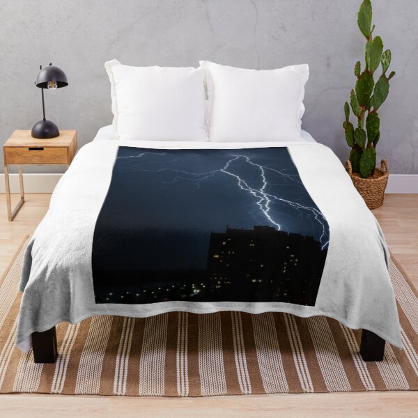 Item preview, Fork Lightning On Buildings Photographic Print designed and sold by Mother-Nature65.