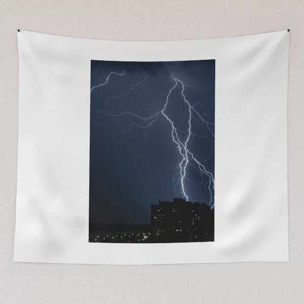 Item preview, Fork Lightning On Buildings Photographic Print designed and sold by Mother-Nature65.