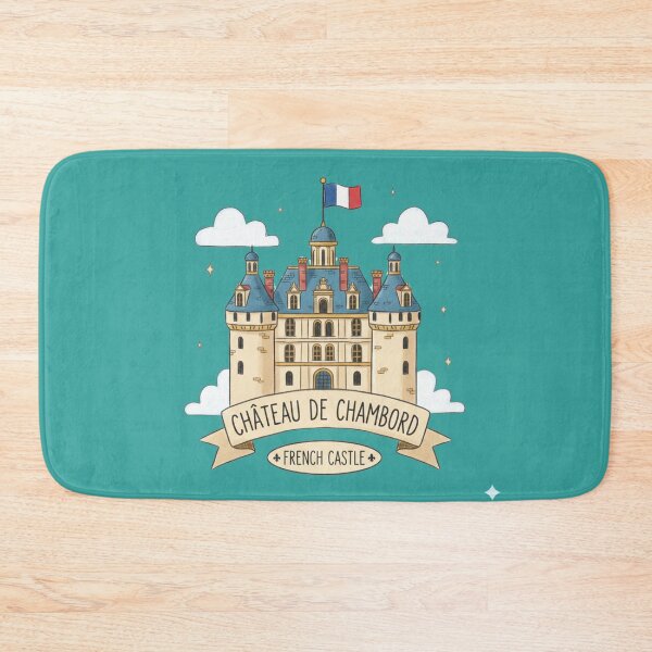 Item preview, Château de Chambord Cute 3D Sketch – French Castle Label with France Flag, designed and sold by PaintMeWorld.