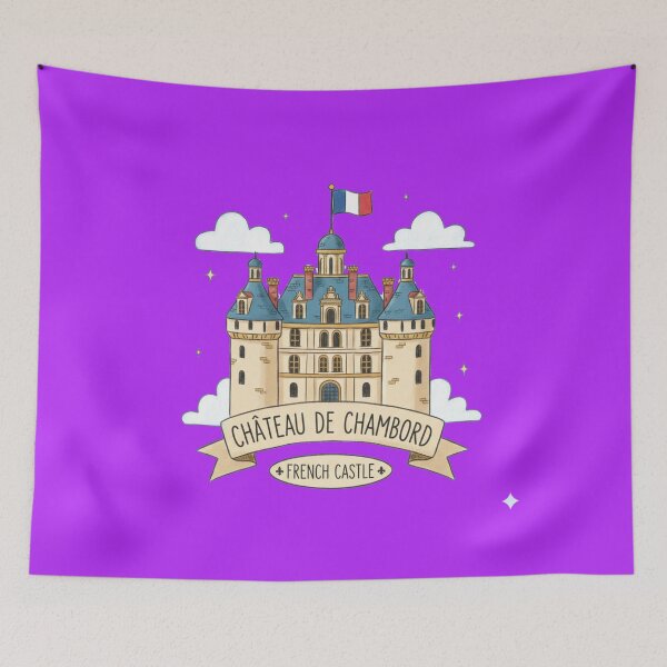 Item preview, Château de Chambord Cute 3D Sketch – French Castle Label with France Flag, designed and sold by PaintMeWorld.