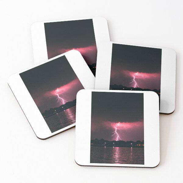 Item preview, Pink Sky Lightning Sea View Photographic Print designed and sold by Mother-Nature65.