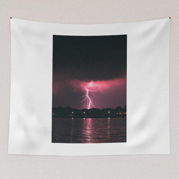 Item preview, Pink Sky Lightning Sea View Photographic Print designed and sold by Mother-Nature65.