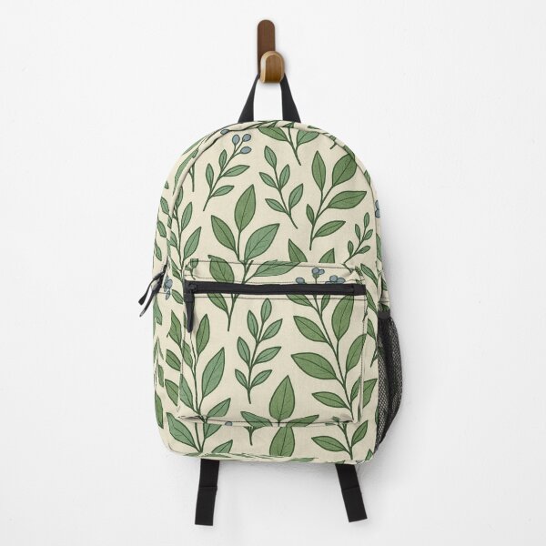 Item preview, Minimal Botanical Seamless Pattern – Green Leaves & Soft Blue Berries designed and sold by Sksticker991.