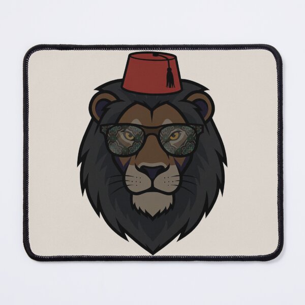 Item preview, Cool Lion in Fez Hat and Stylish Glasses designed and sold by designwiss.