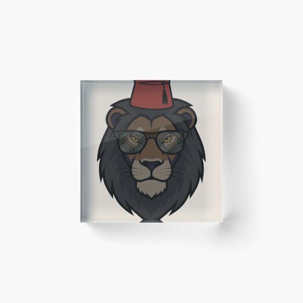 Item preview, Cool Lion in Fez Hat and Stylish Glasses designed and sold by designwiss.