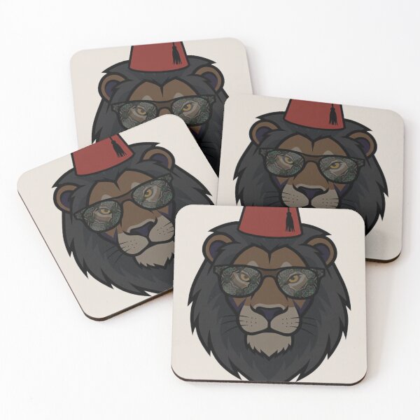 Item preview, Cool Lion in Fez Hat and Stylish Glasses designed and sold by designwiss.