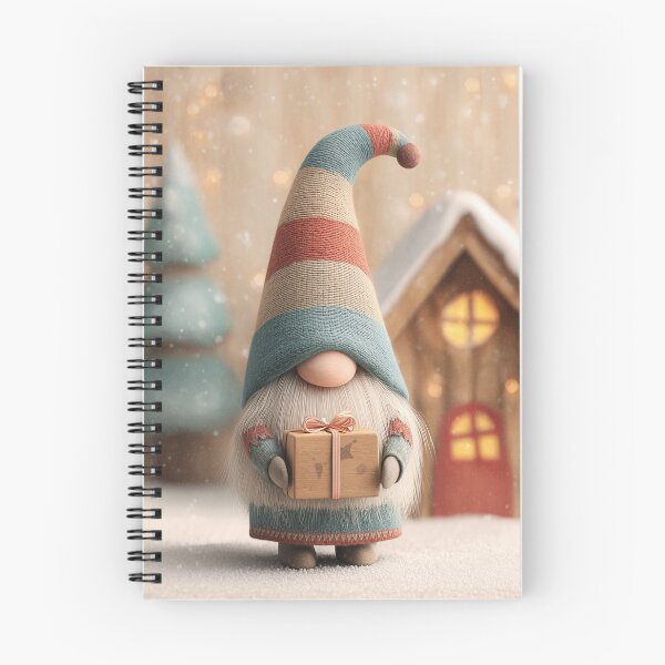 Item preview, Cute Scandinavian Christmas Gnome with Gift in Snowy Winter Scene designed and sold by Hakubiya.