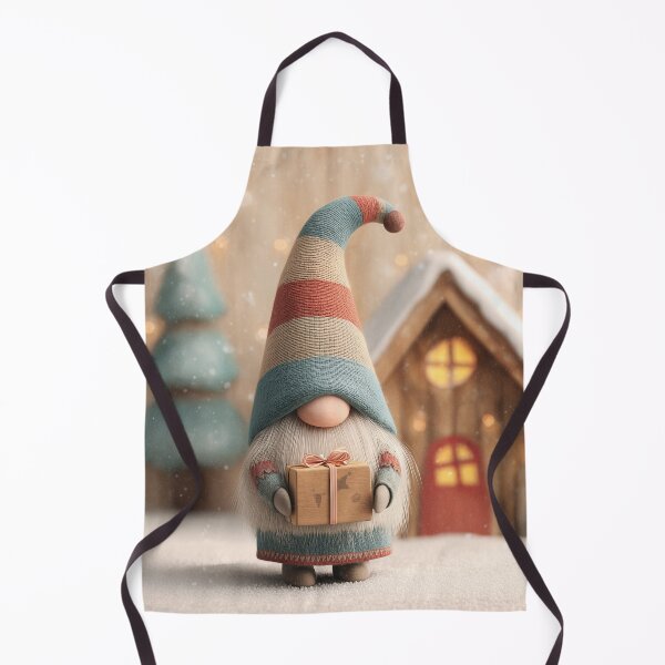 Item preview, Cute Scandinavian Christmas Gnome with Gift in Snowy Winter Scene designed and sold by Hakubiya.