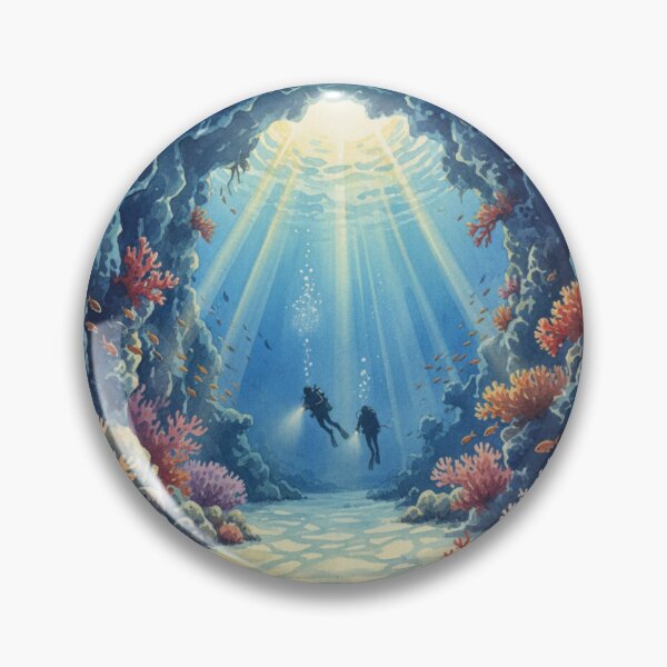 Item preview, Red Sea Cave Dive - Mystical Underwater Exploration Art designed and sold by DreamyArtStudio70.