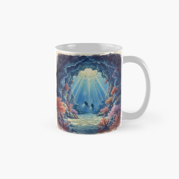 Item preview, Red Sea Cave Dive - Mystical Underwater Exploration Art designed and sold by DreamyArtStudio70.