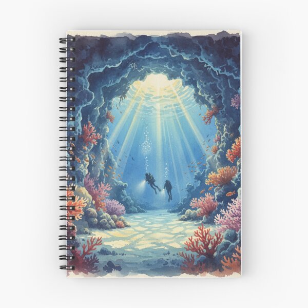Item preview, Red Sea Cave Dive - Mystical Underwater Exploration Art designed and sold by DreamyArtStudio70.
