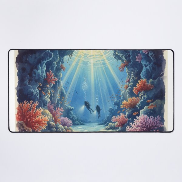 Item preview, Red Sea Cave Dive - Mystical Underwater Exploration Art designed and sold by DreamyArtStudio70.