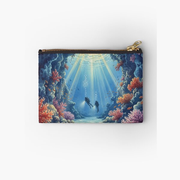 Item preview, Red Sea Cave Dive - Mystical Underwater Exploration Art designed and sold by DreamyArtStudio70.