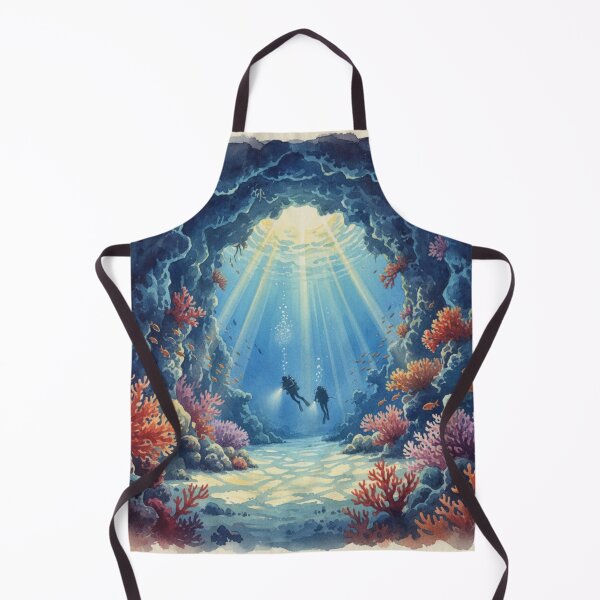 Item preview, Red Sea Cave Dive - Mystical Underwater Exploration Art designed and sold by DreamyArtStudio70.