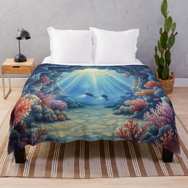 Item preview, Red Sea Cave Dive - Mystical Underwater Exploration Art designed and sold by DreamyArtStudio70.