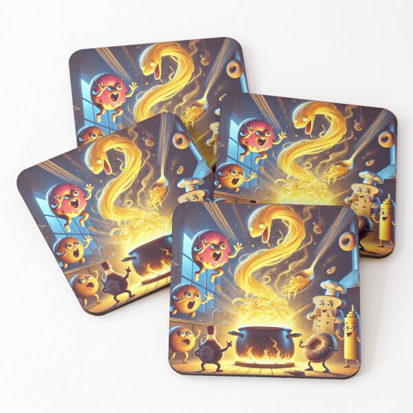 Item preview, Summoning the Pasta Monster – Funny Surreal Kitchen Chaos Art designed and sold by ComedyInkFactor.