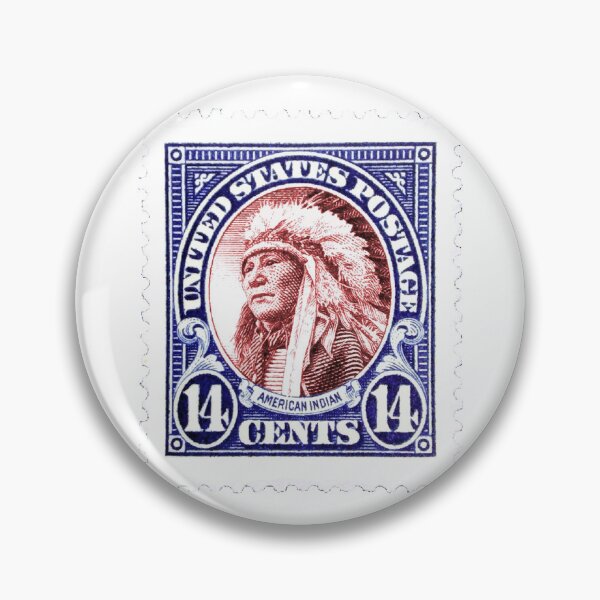 Item preview, American Indian Blue USA Vintage Postage Stamp designed and sold by red-amber65.