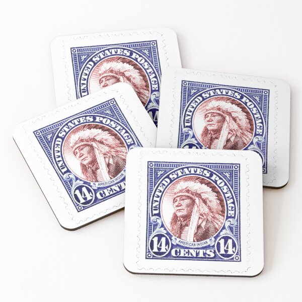 Item preview, American Indian Blue USA Vintage Postage Stamp designed and sold by red-amber65.