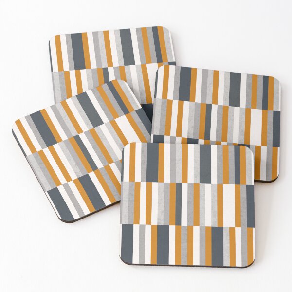 Item preview, Abstract Retro Geometry - Earthy Colors - Stripes in Ochre Navy Blue Grey designed and sold by Petra Lang.