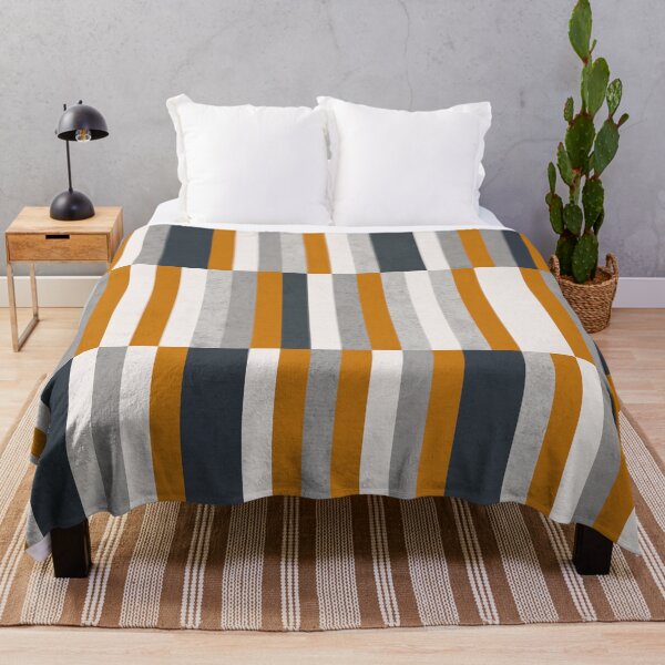 Item preview, Abstract Retro Geometry - Earthy Colors - Stripes in Ochre Navy Blue Grey designed and sold by Petra Lang.