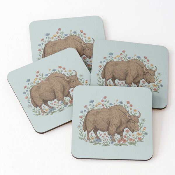 Item preview, Yak With Wildflowers Illustration designed and sold by BirdsnStuff.