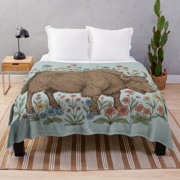 Item preview, Yak With Wildflowers Illustration designed and sold by BirdsnStuff.