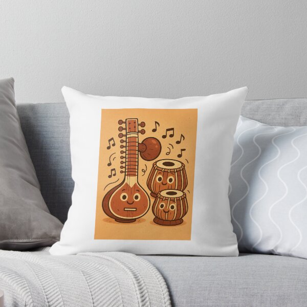 Item preview, Cute Sitar and Tabla Cartoon Music Sticker designed and sold by MonkHub.