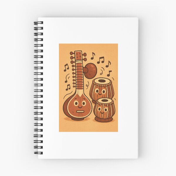 Item preview, Cute Sitar and Tabla Cartoon Music Sticker designed and sold by MonkHub.