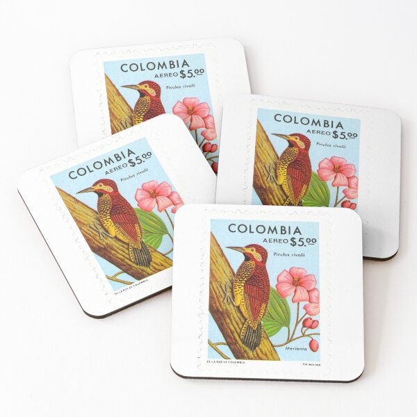 Item preview, Columbian Crimson Mantled Woodpecker Columbia Postage Stamp designed and sold by red-amber65.