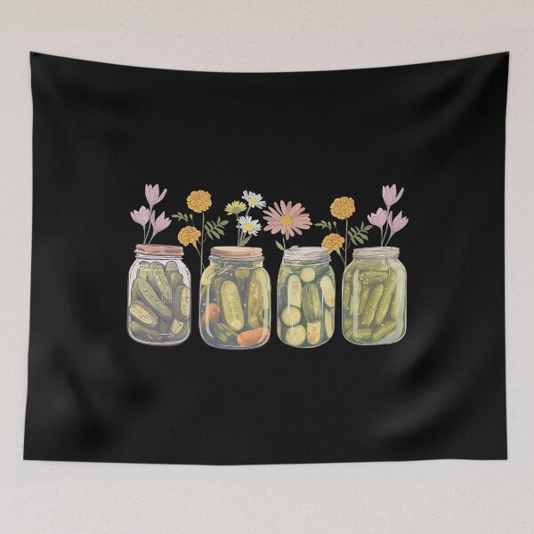 Item preview, Vintage Canned Pickles Wildflower Canning Season Pickle Jar designed and sold by MyraLorri.