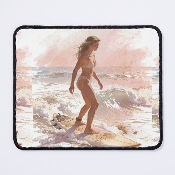Item preview, Vintage Pastel Surf Art Painting: Capturing Freedom and Strength in Sunset Waves designed and sold by Cherrydora.