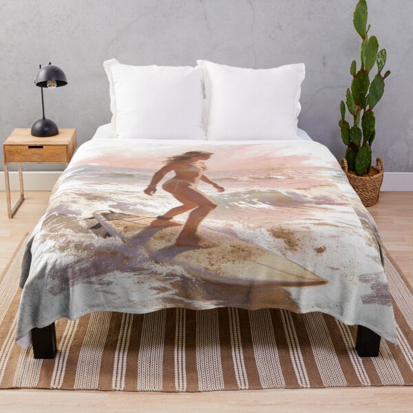 Item preview, Vintage Pastel Surf Art Painting: Capturing Freedom and Strength in Sunset Waves designed and sold by Cherrydora.