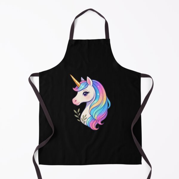 Item preview, Sparkle Mane Unicorn Head with Vivid Rainbow Hair and Green Leaves designed and sold by DreamiCanvas.