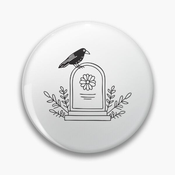 Item preview, A tomb with a flower design beside a crow sitting designed and sold by rasagamastore.