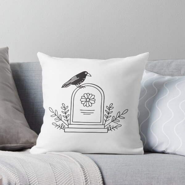 Item preview, A tomb with a flower design beside a crow sitting designed and sold by rasagamastore.