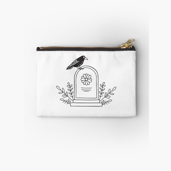 Item preview, A tomb with a flower design beside a crow sitting designed and sold by rasagamastore.