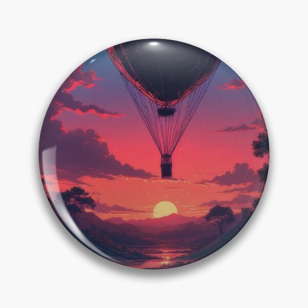 Item preview, Hot air balloon over peaceful river landscape designed and sold by Mianku | Für das Leben.
