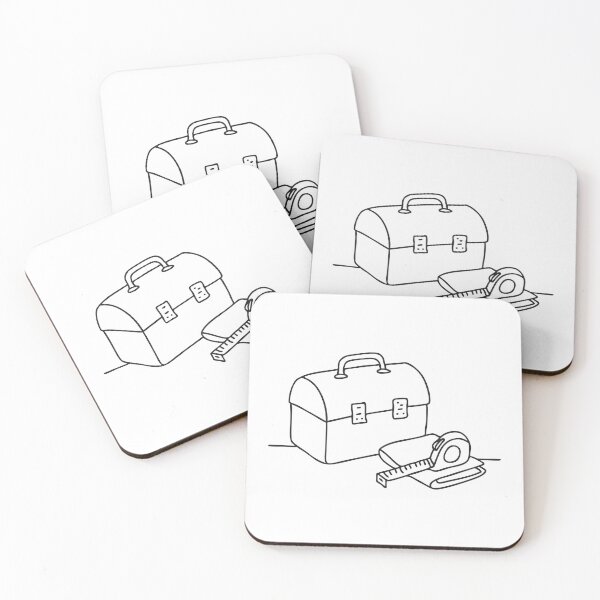 Item preview, A tape measure and folded handkerchief beside a toolbox designed and sold by rasagamastore.