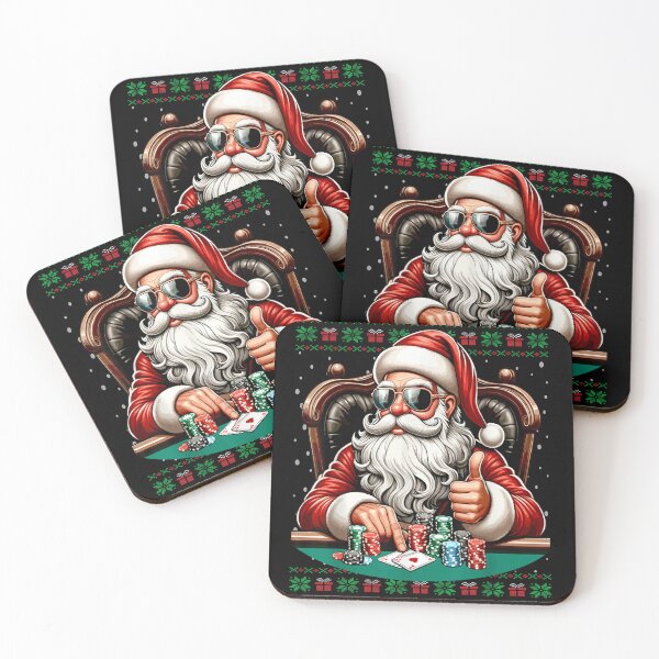 Item preview, Cool Santa Playing Poker Texas Holdem Christmas Gambling Game designed and sold by Gargamal.