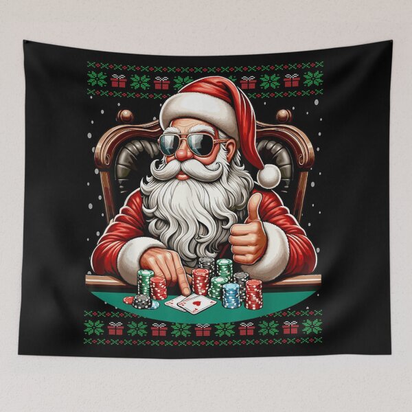 Item preview, Cool Santa Playing Poker Texas Holdem Christmas Gambling Game designed and sold by Gargamal.