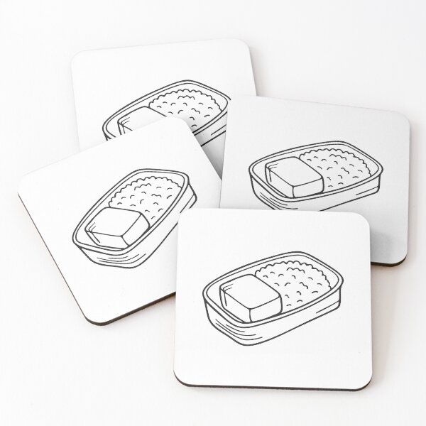 Item preview, Tofu piece resting beside rice in a lunch box designed and sold by rasagamastore.