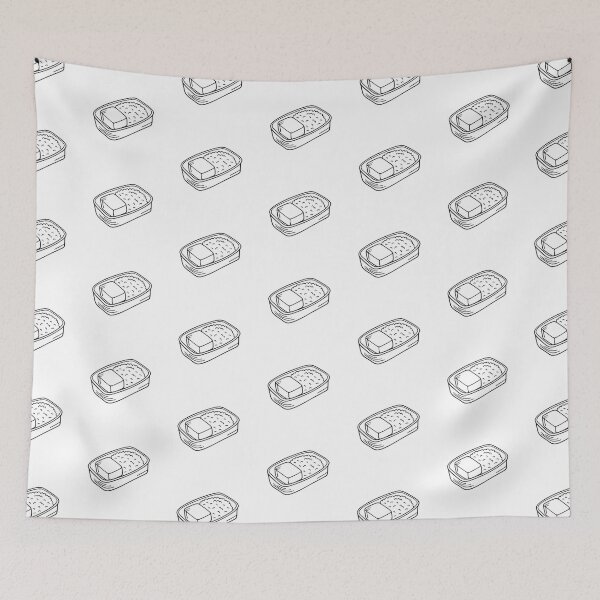 Item preview, Tofu piece resting beside rice in a lunch box designed and sold by rasagamastore.