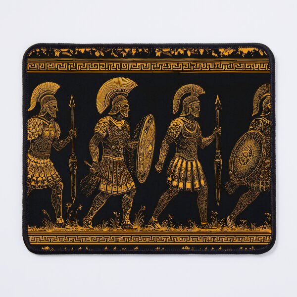 Item preview, Ancient Greek Warriors and Gods Silhouette Pattern in Black and Gold designed and sold by daila70.