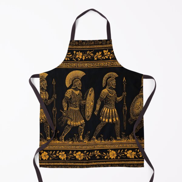 Item preview, Ancient Greek Warriors and Gods Silhouette Pattern in Black and Gold designed and sold by daila70.
