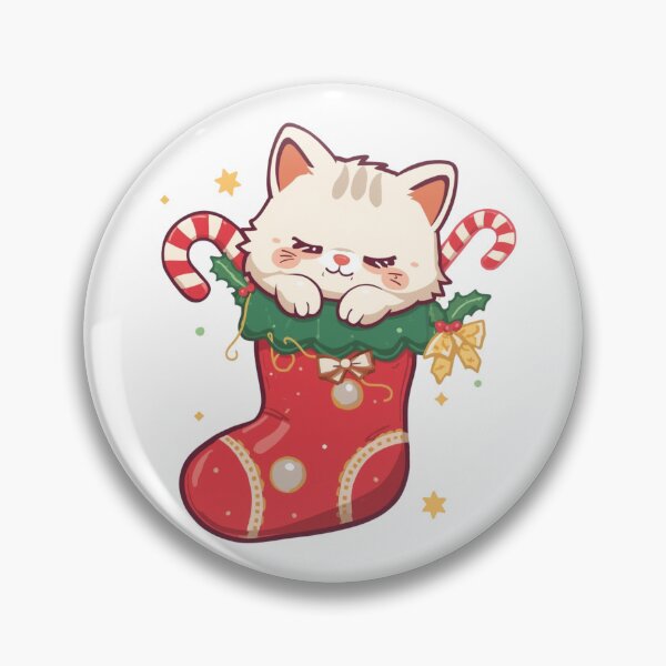 Item preview, Cute Cat in Christmas Stocking | Kawaii Holiday Kitten designed and sold by SlomianyPisarz.