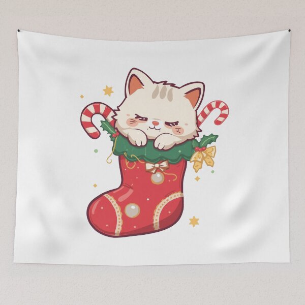 Item preview, Cute Cat in Christmas Stocking | Kawaii Holiday Kitten designed and sold by SlomianyPisarz.