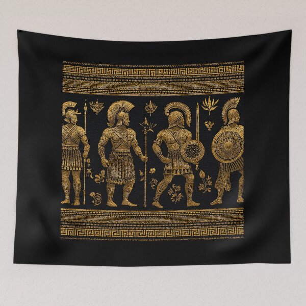 Item preview, Greek Mythological Warriors – Luxury Black and Gold Ornament designed and sold by daila70.